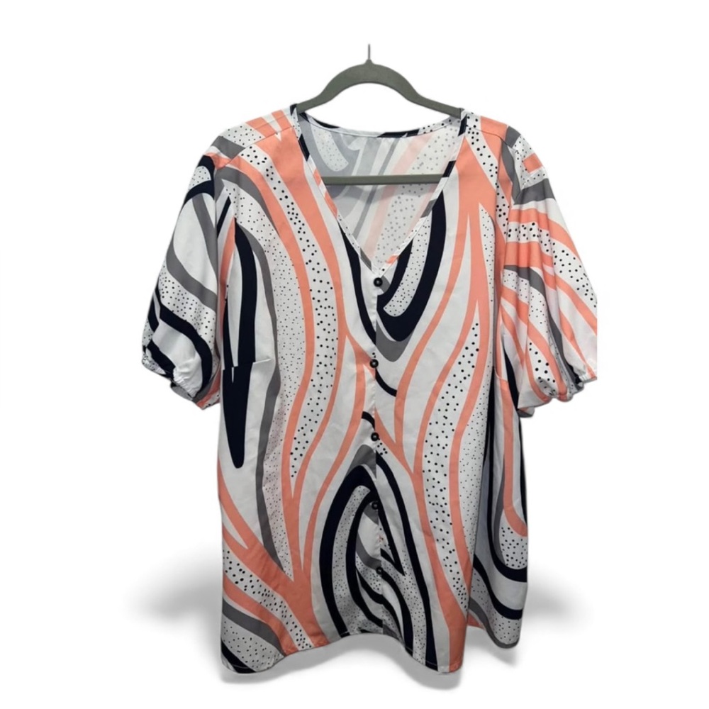 Shein Curve Woman’s Plus Size V-Neck Blouse Size 4XL Top